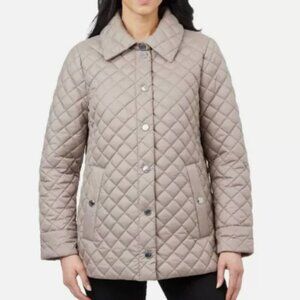 NEW Anne Klein Womens M Tan Quilted Jacket Polyester Shell & Lining